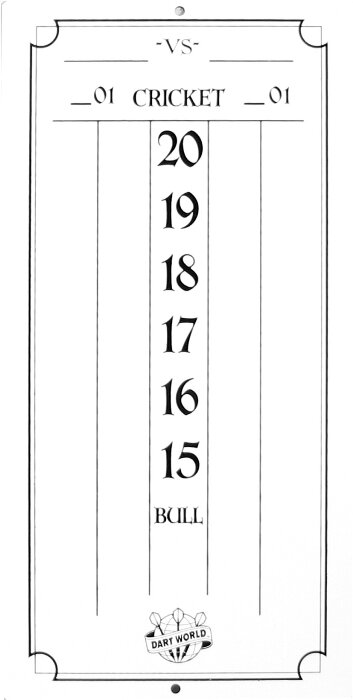 darts cricket score sheet printable